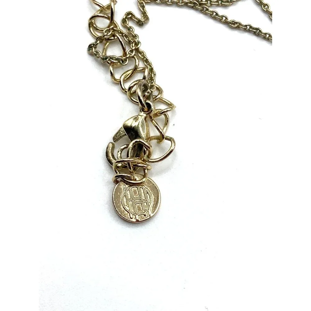 House Of Harlow 1960 Star Burst Gold Tone Brown Faux Leather Chain‎ Necklace 18